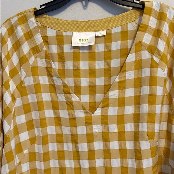 Maeve Mustard and White Checkered Blouse - Picture 3 of 7